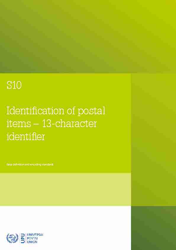 S10 Identification of postal items – 13-character identifier