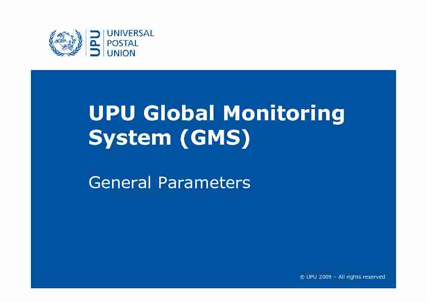 UPU Global Monitoring System (GMS)