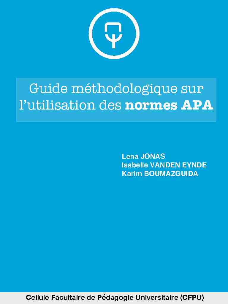 Guide méthodologique sur lutilisation des normes APA