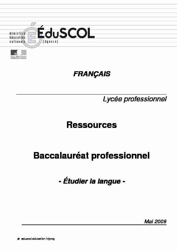 [PDF] Ressources baccalauréat professionnel : étudier la langue