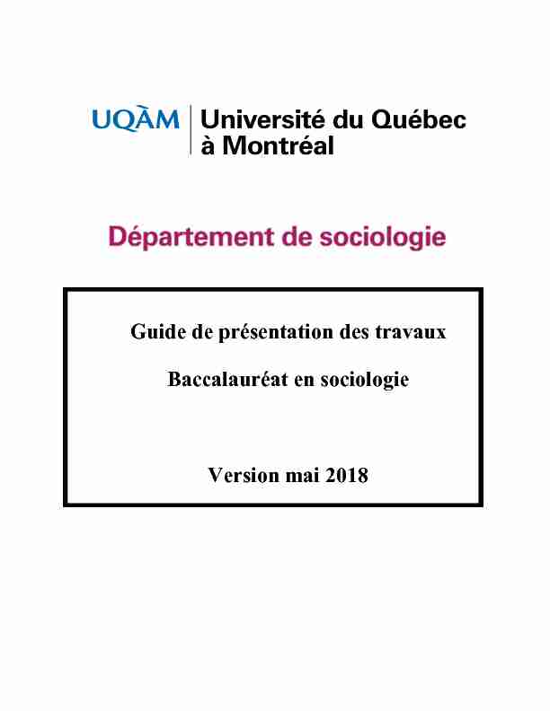 Guide de présentation des travaux Baccalauréat en sociologie