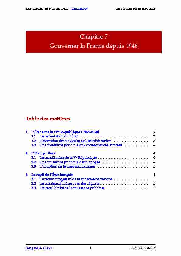 [PDF] Chapitre 7 - Gouverner la France depuis 1946 - Histoire terminale ES