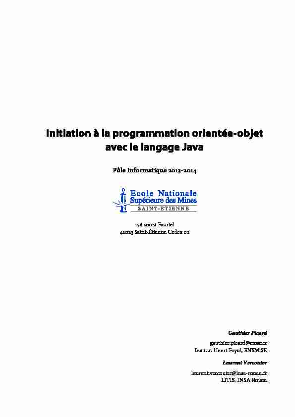 Initiation à la programmation orientée-objet avec le langage Java