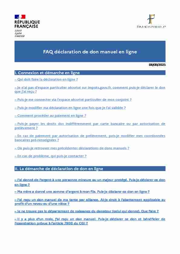 FAQ Déclaration de don en ligne - Impots.gouv.fr