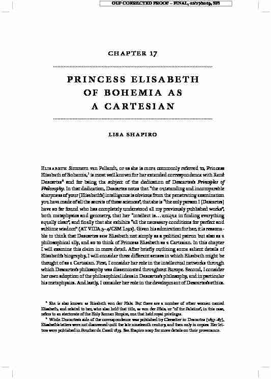 Princess Elisabeth of Bohemia as a Cartesian