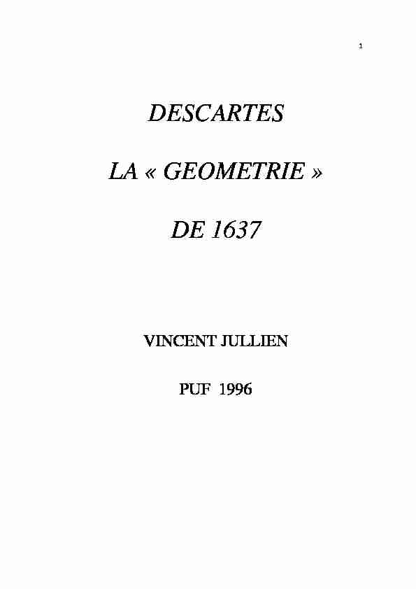 Descartes La géométrie de 1637