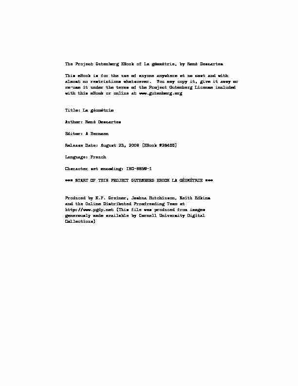 [PDF] The Project Gutenberg EBook of La géométrie by René Descartes