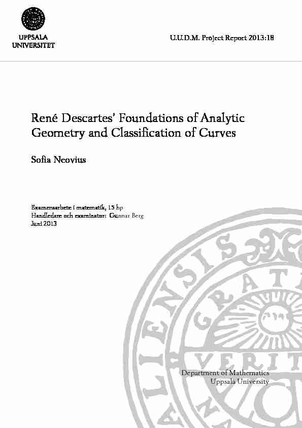 René Descartes Foundations of Analytic Geometry and