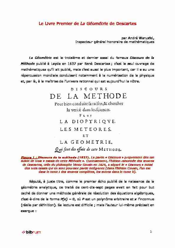 [PDF] Le Livre Premier de La Géométrie de Descartes - BibNum