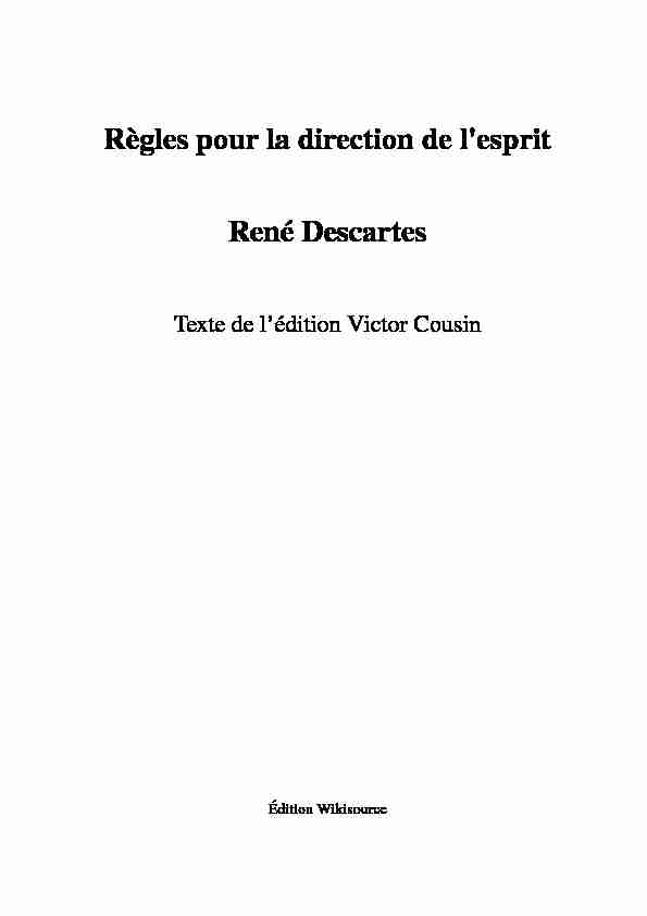 [PDF] Règles pour la direction de lesprit René Descartes