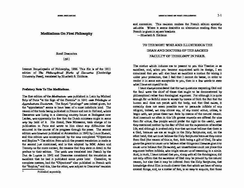 [PDF] Meditations On First Philosophy