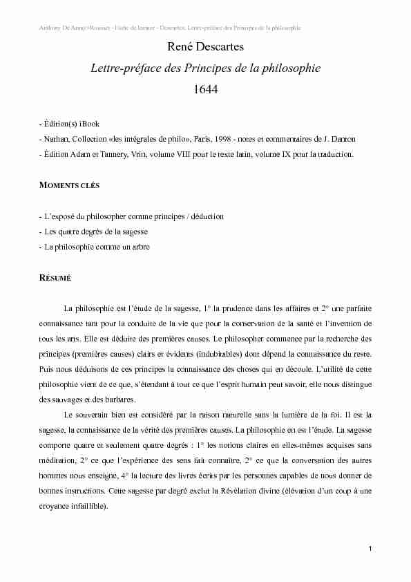 [PDF] Descartes Lettre-préface des Principes de la philosophie