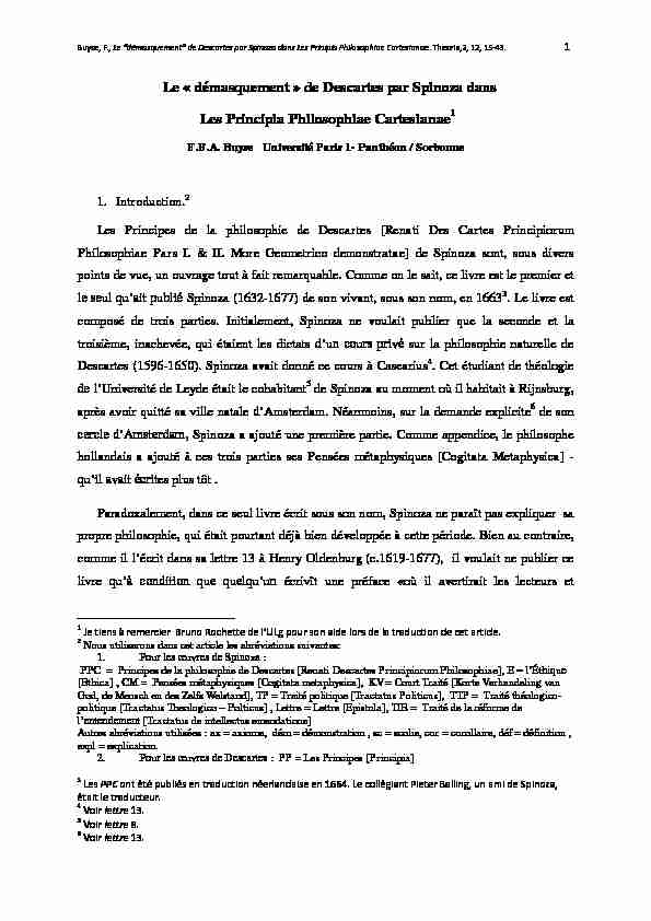[PDF] de Descartes par Spinoza dans Les Principia Philosophiae