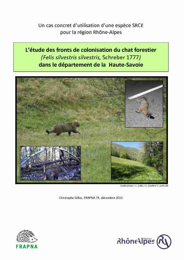 Létude des fronts de colonisation du chat forestier (Felis silvestris