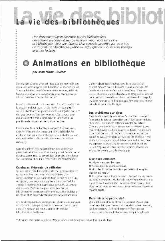 [PDF] © Animations en bibliothèque - CNLJ