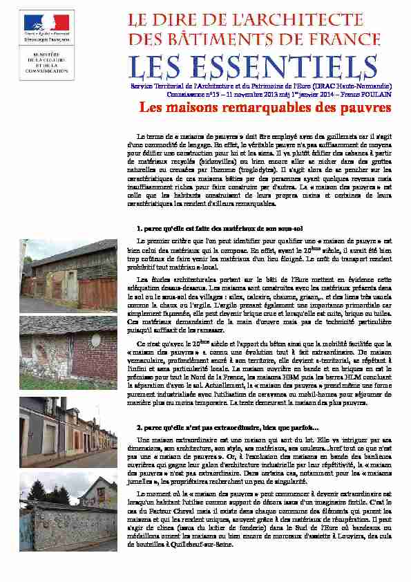 [PDF] Les maisons remarquables des pauvres - Association-patrimoinesfr