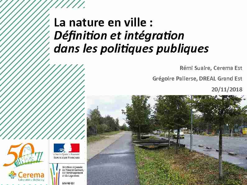 La nature en ville : Définition et intégration dans les politiques