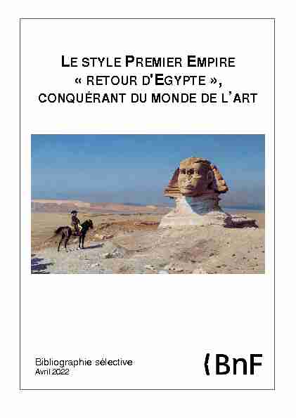 LE STYLE PREMIER EMPIRE « RETOUR DEGYPTE