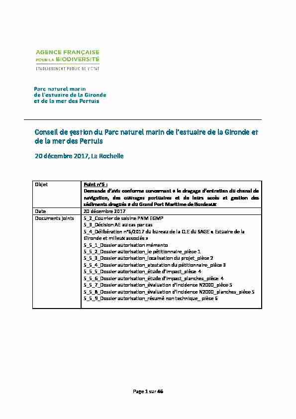 Conseil de gestion du Parc naturel marin de lestuaire de la Gironde