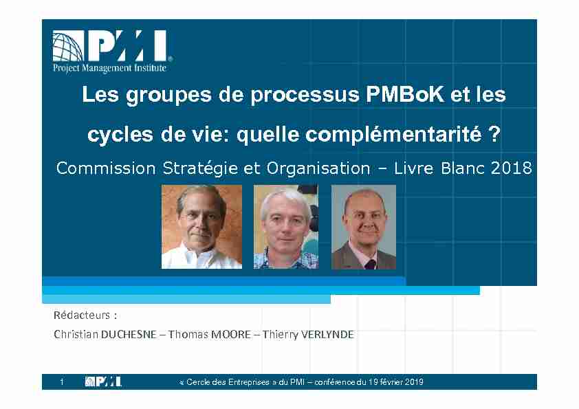 Les groupes de processus PMBoK et les cycles de vie: quelle