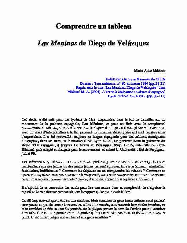 [PDF] Comprendre un tableau Las Meninas de Diego de Velázquez