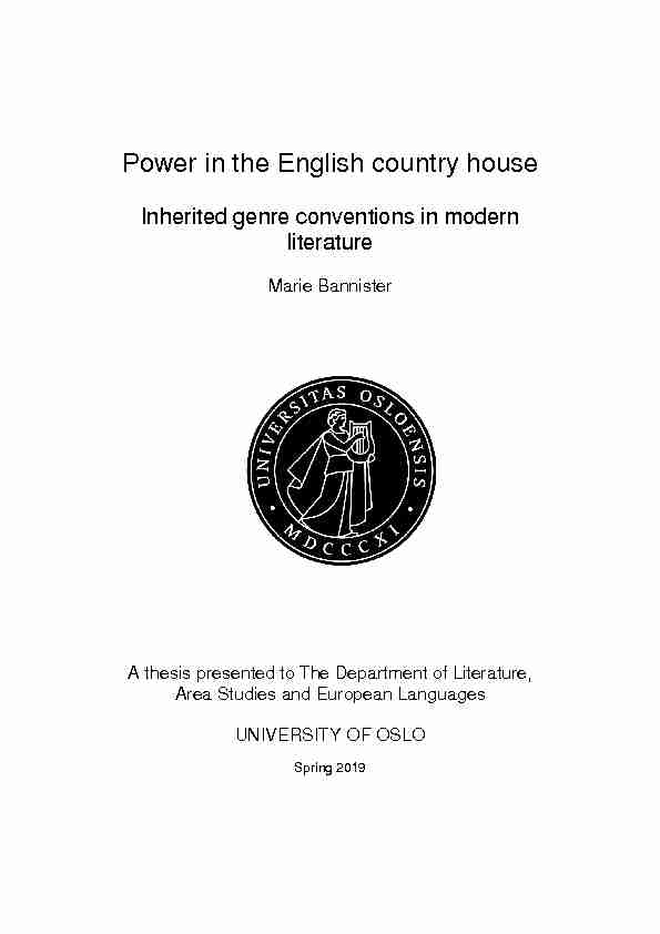Power in the English country house - Inherited genre conventions in