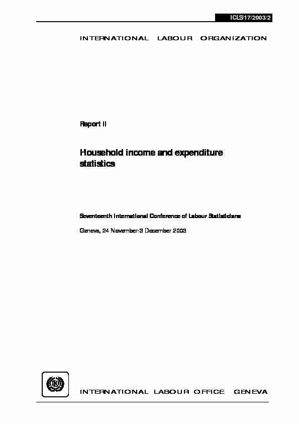 Report II - Household income and expenditure statistics