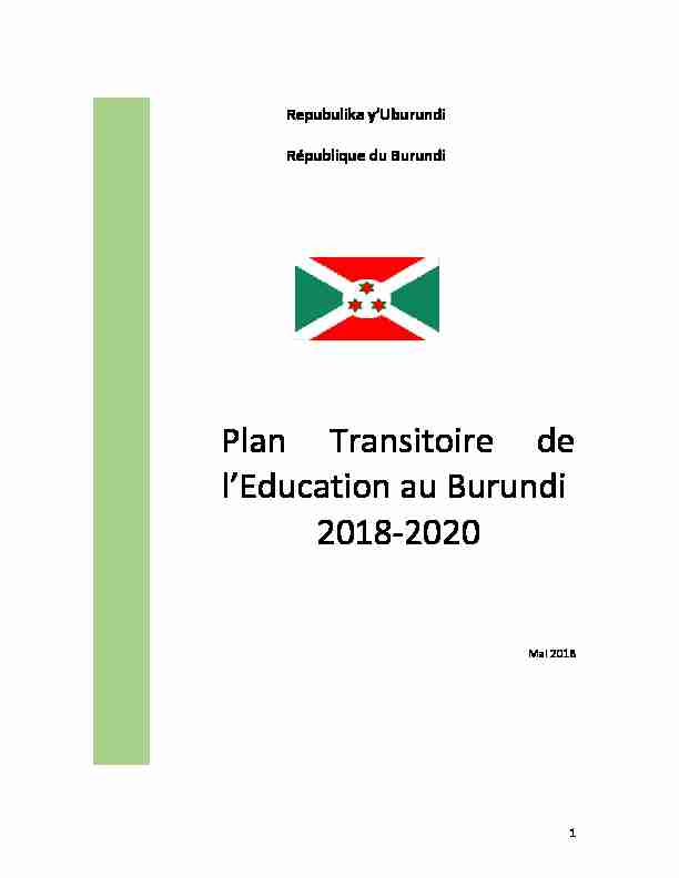 Plan Transitoire de lEducation au Burundi 2018-2020