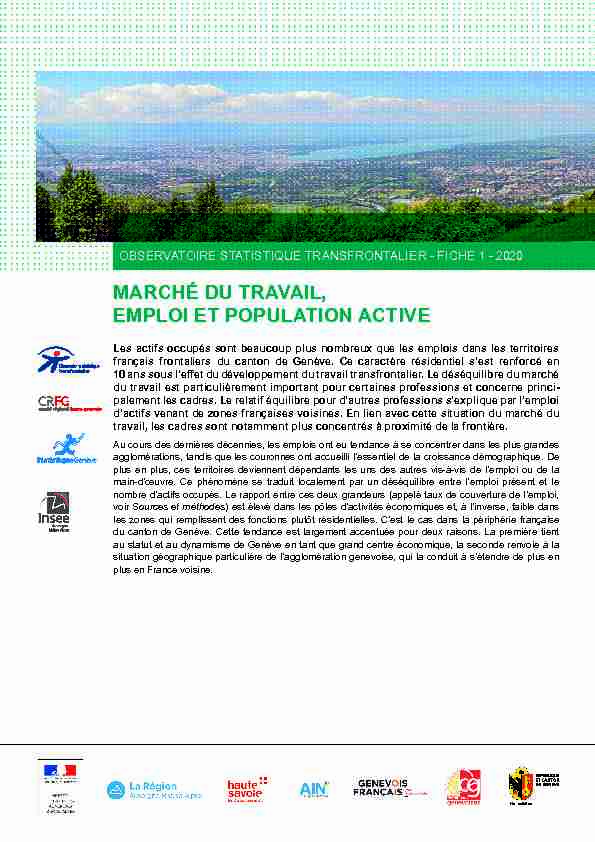 Marché du travail emploi et population active - Genève