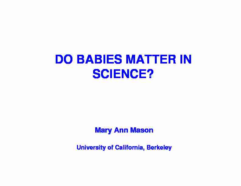 DO BABIES MATTER IN SCIENCE?