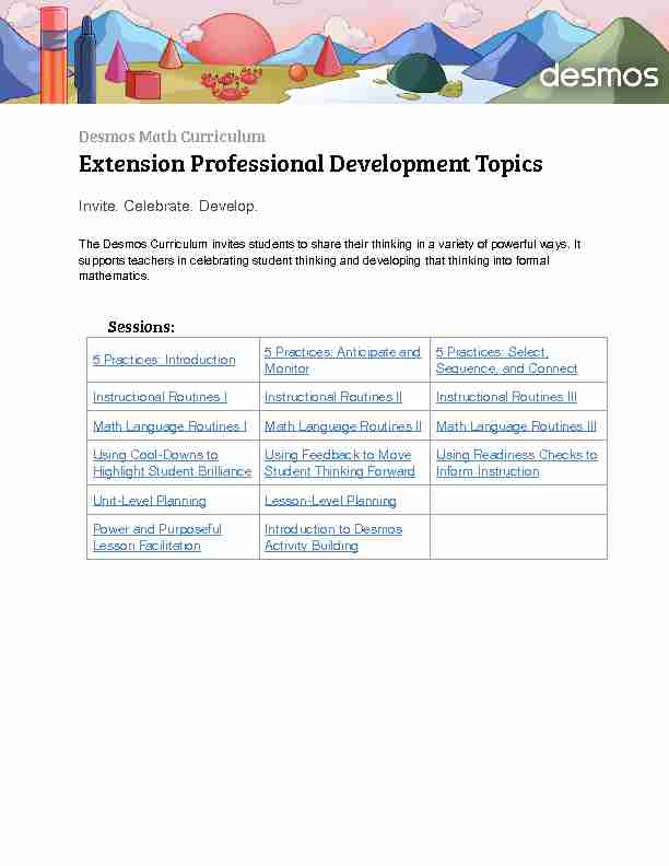 Desmos Curriculum Professional Development Topics 22-23