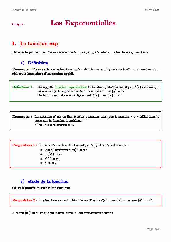 [PDF] Les Exponentielles