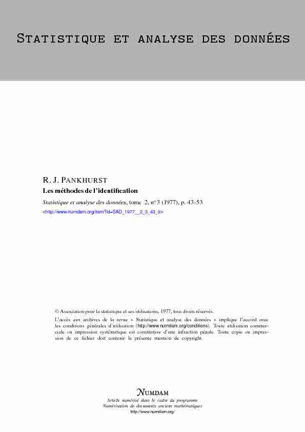[PDF] Les méthodes de lidentification - Numdam