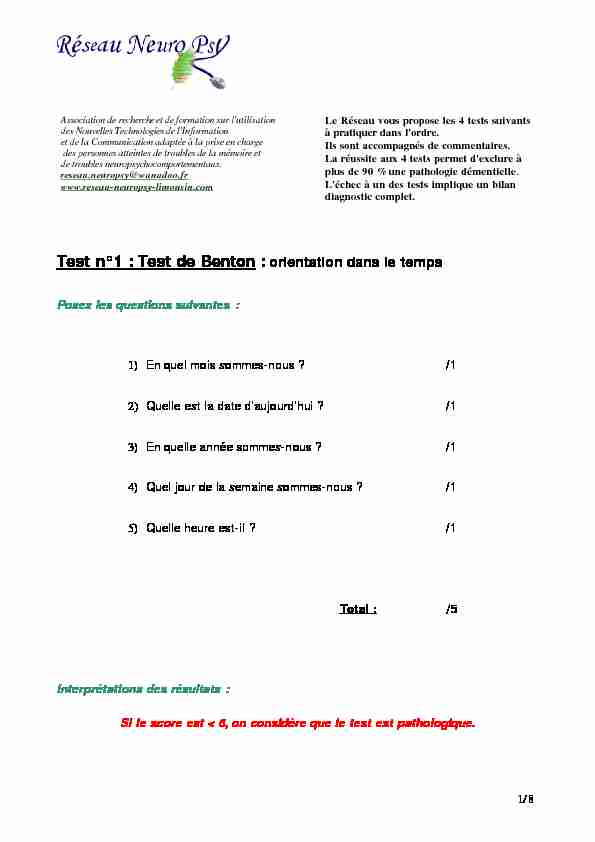 [PDF] Test de lhorloge