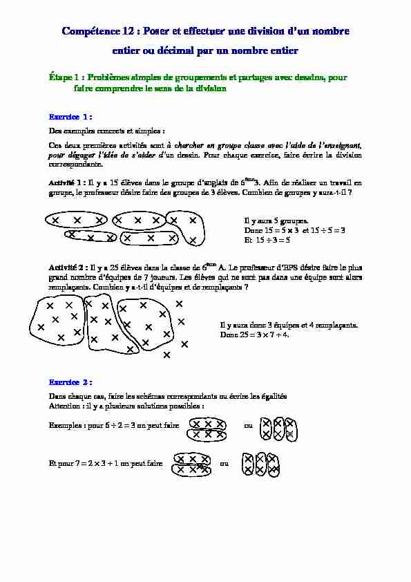 [PDF] Poser et effectuer une division dun nombre entier ou décimal par un