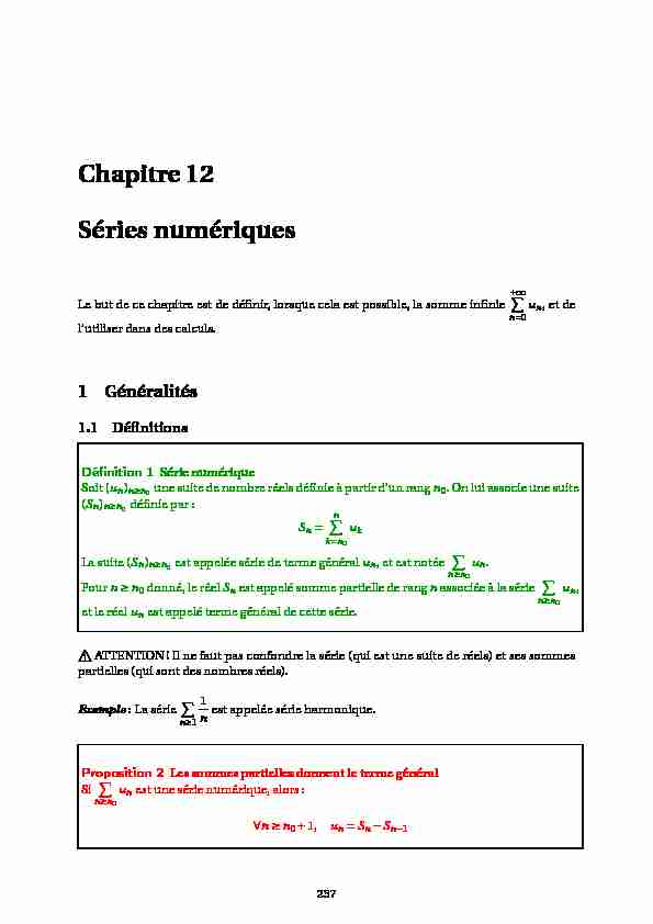 [PDF] Chapitre 12 Séries numériques