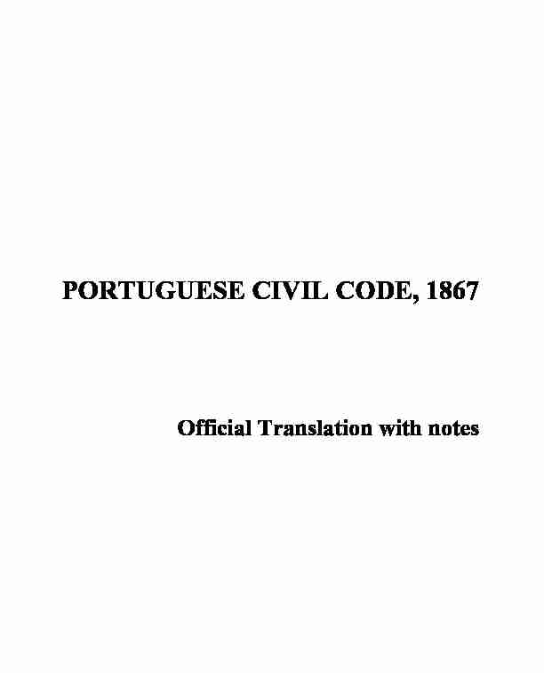PORTUGUESE CIVIL CODE 1867