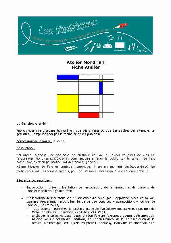 [PDF] Atelier Mondrian Fiche Atelier - Les Morphogénistes