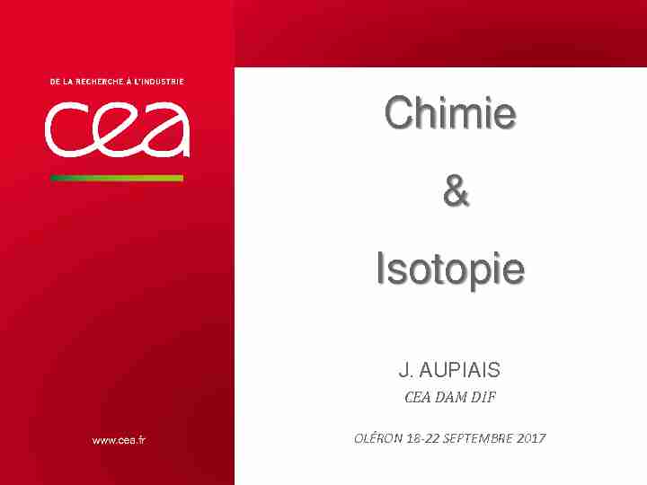 [PDF] Chimie & Isotopie - IRAMIS - CEA