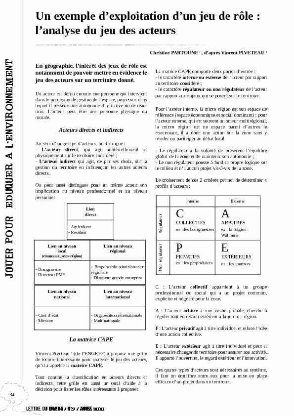 [PDF] lanalyse du jeu des acteurs C A P E