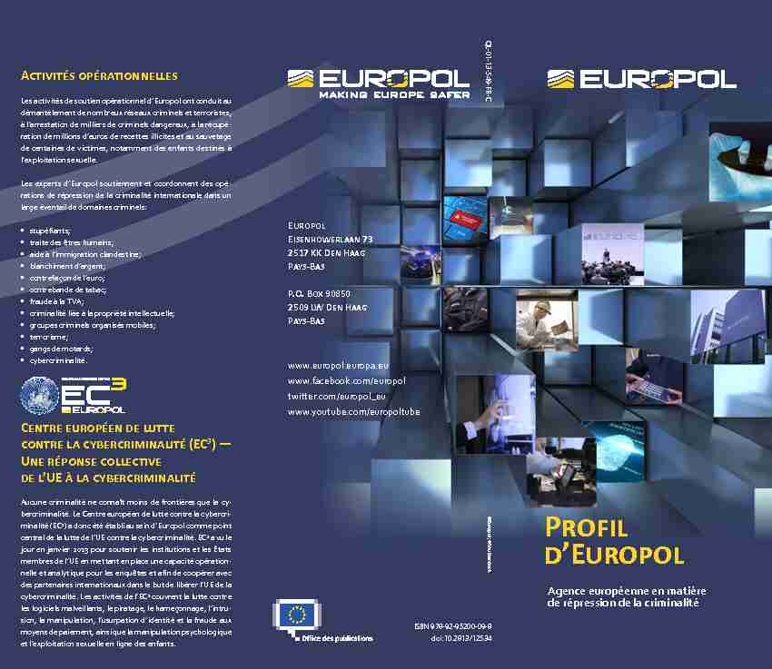 Profil dEuropol Agence européenne en matière de répression de la