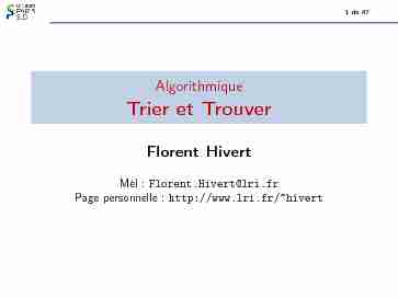 Algorithmique Trier et Trouver
