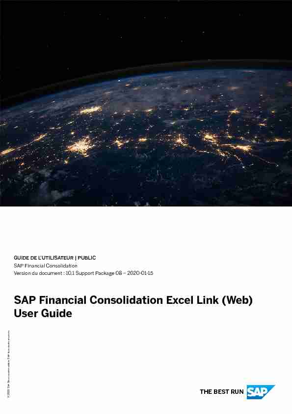 SAP Financial Consolidation Excel Link (Web) User Guide