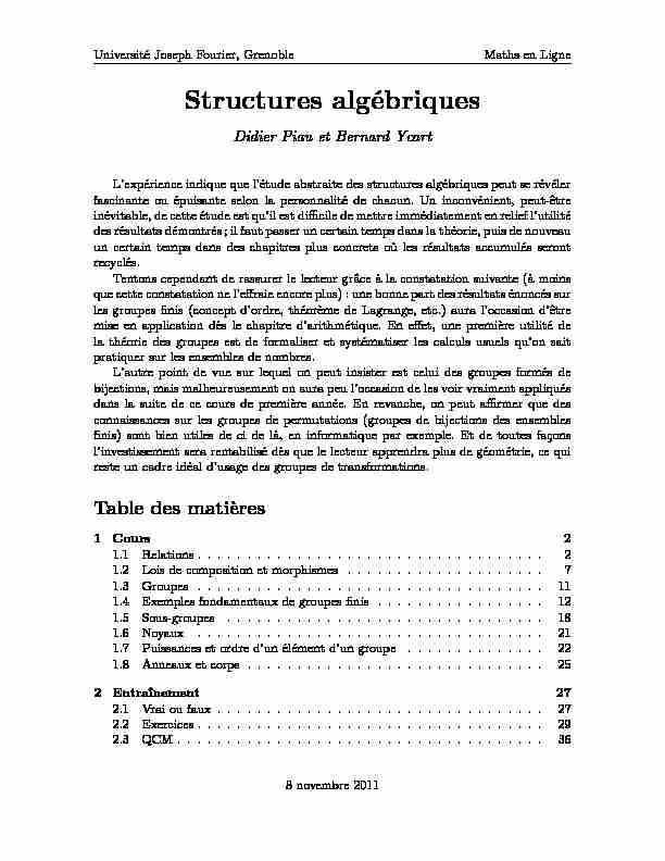 [PDF] Structures algébriques