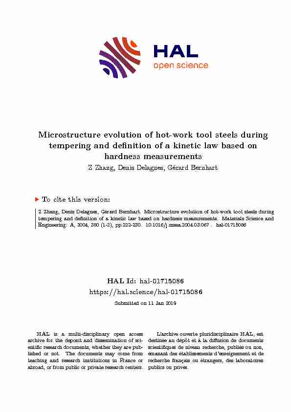 Microstructure evolution of hot-work tool steels during tempering and