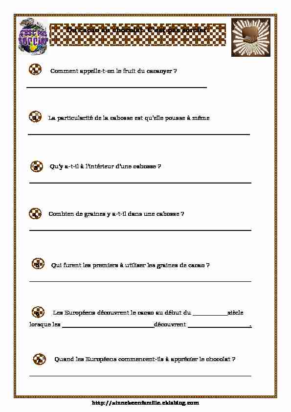 questionnaire chocolat