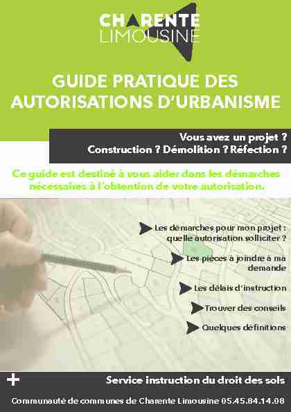 [PDF] GUIDE PRATIQUE DES AUTORISATIONS DURBANISME