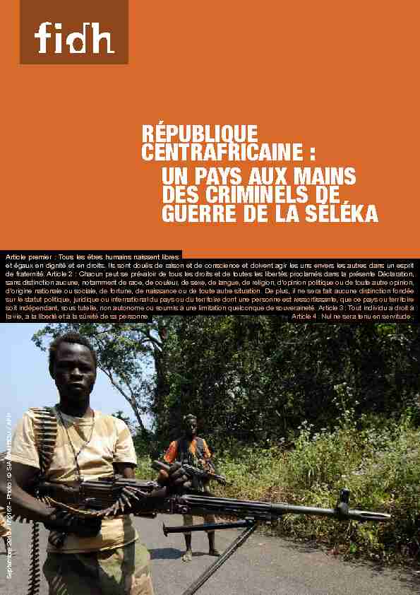 RÉPUBLIQUE CENTRAFRICAINE : UN PAYS AUX MAINS DES