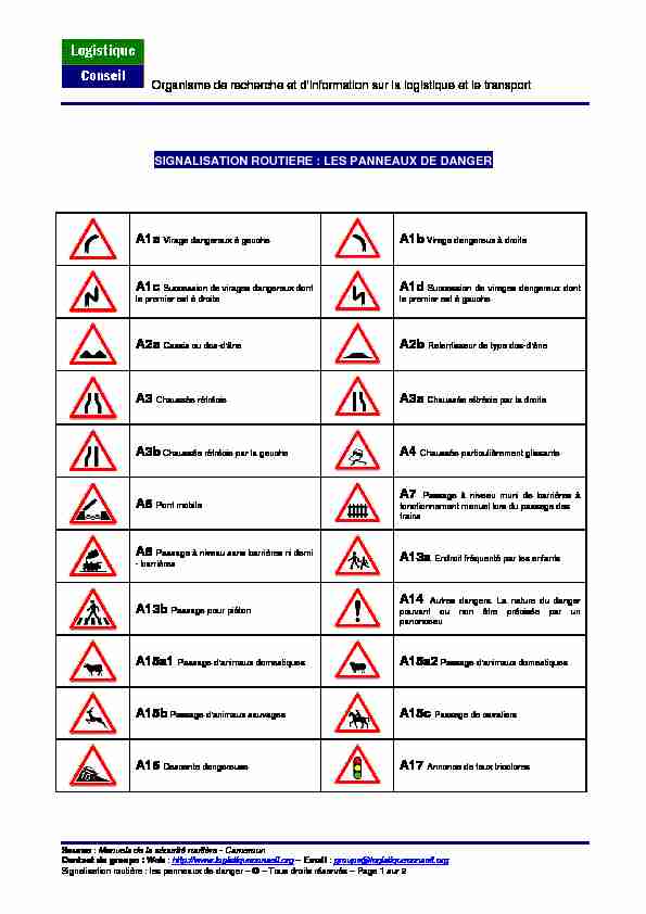 Panneaux-de-danger.pdf - Signalisation routiere