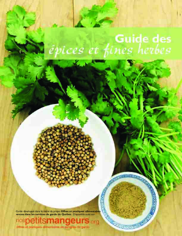 [PDF] Guide des épices et fines herbes - Moisson Laurentides